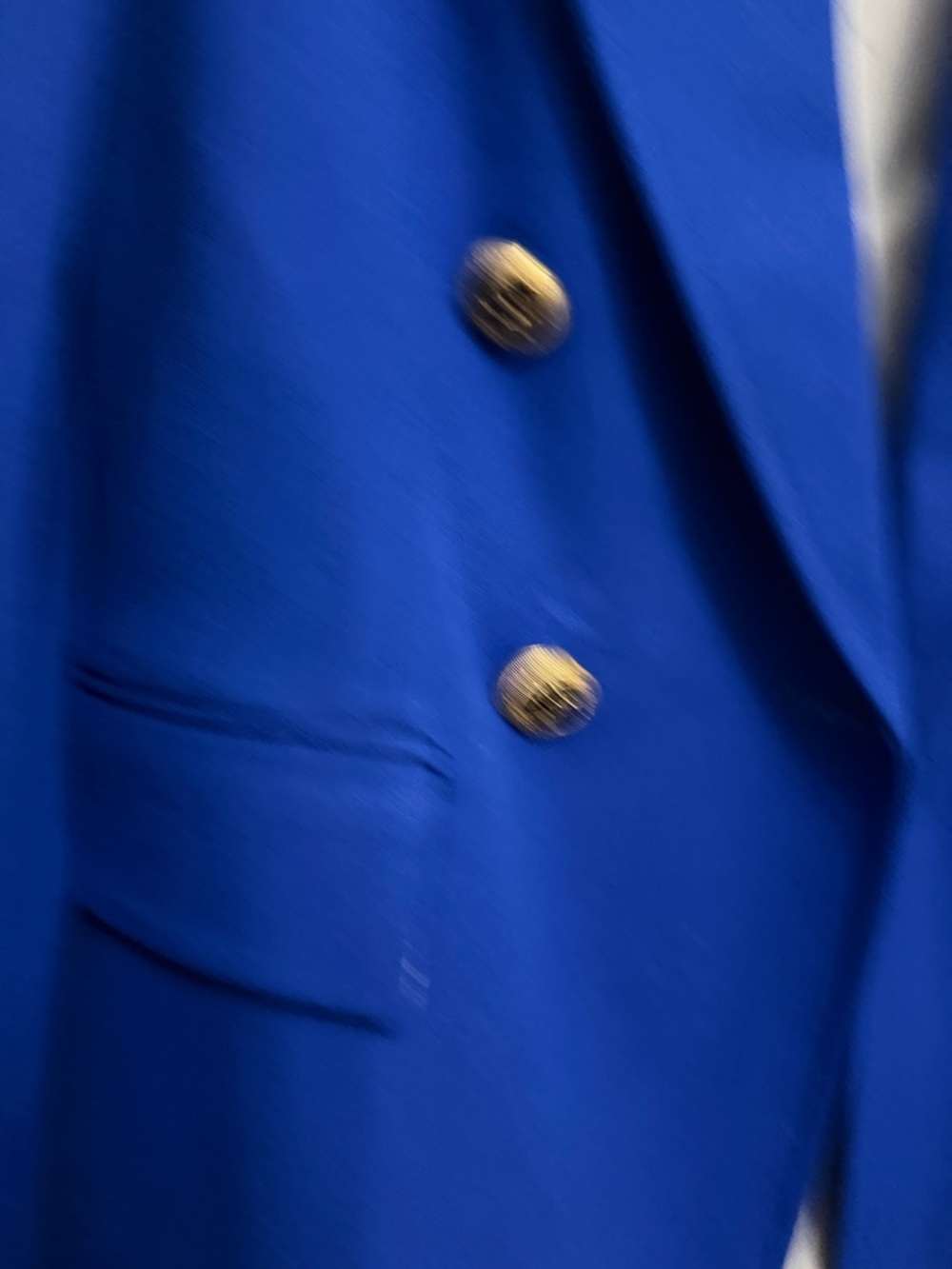 Zara Cobalt Blue Double-Breasted Blazer with Gold Buttons - Picture 3 of 5